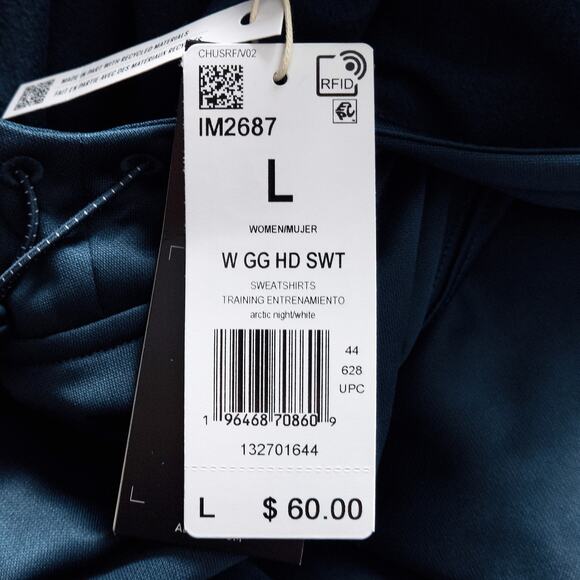 Adidas Aeroready Hoodie Blue Size L NWT Sportcore Clean Streetwear - Picture 8 of 10